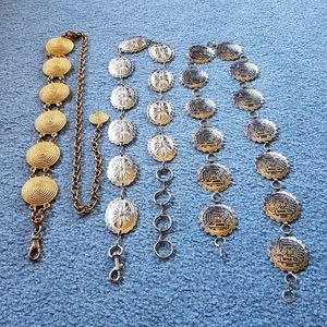 Textured Metal Chain Belts 1 gold, 2 silver